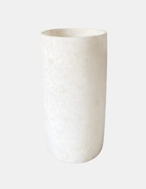 Alabast lysestage, alabaster cylinder i hvid natursten